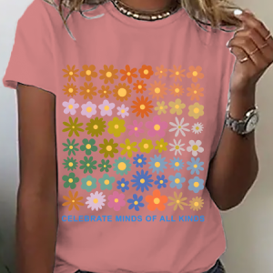 Celebrate Minds Of All Kinds Neurodiversity Autism Awareness Cotton T-Shirt, T-shirts, Lilicloth.com