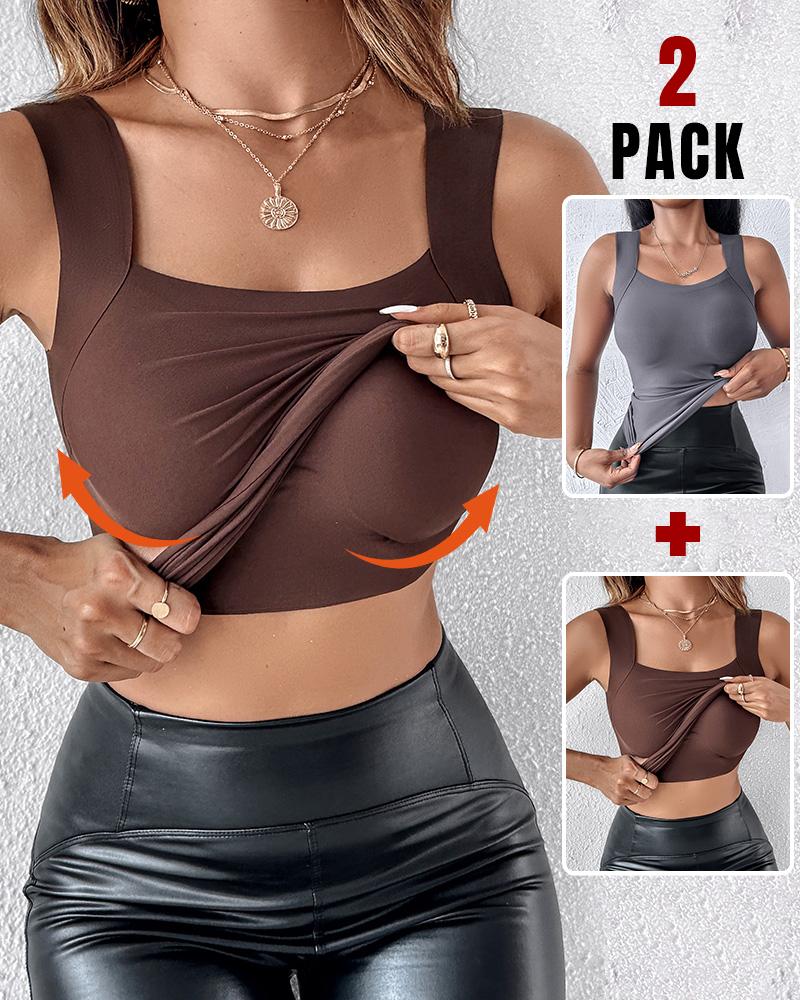 ChicMe ContourX 2 Piece U Neck Shapewear Built-in Bra Tank High Strechy Sleeveless Slim Fit Tops Camisole, women Tanks & Crop Tops, ChicMe catalog - Image 6