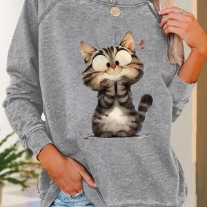 Funny Cat Casual Sweatshirt, Hoodies&Sweatshirts, Lilicloth.com