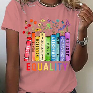Equal Rights Shirt, Book Flower Cotton T-Shirt, T-shirts, Lilicloth.com