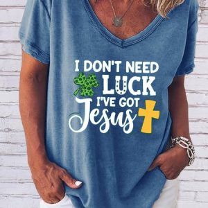 Women's Letter Short Sleeve Tee T-shirt V Neck Casual Summer Top, JustFashionNow T-Shirts, color:Blue|size:3XL,