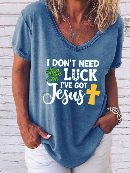 Women's Letter Short Sleeve Tee T-shirt V Neck Casual Summer Top, JustFashionNow T-Shirts, color:Blue|size:3XL,