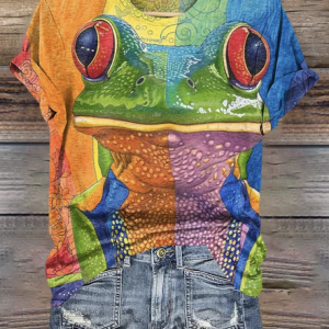 Casual Animal Crew Neck Short Sleeve T-shirt, T-shirts, color:Yellow|size:4XL, catalog Noracora shop