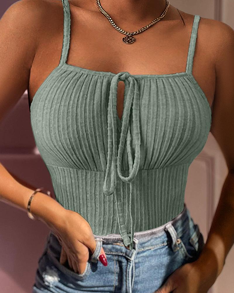 Tied Detail Ribbed Cami Top, women Tanks & Crop Tops, ChicMe catalog