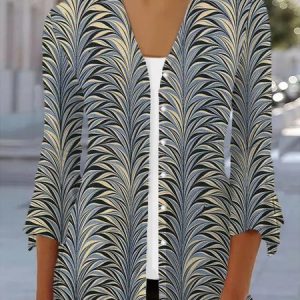 Women's Spring/Fall Outerwear Casual Abstract Jersey Shawl Jacket, JustFashionNow Coats, color:Gray|size:XXL,