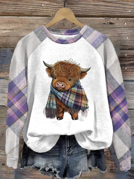 Women's West Highland Cow Print Casual Sweatshirt, Hoodies&Sweatshirts, Lilicloth.com - Image 3