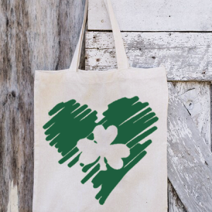 Women's St Patrick's Day Cotton-Blend Simple Four-Leaf Shopping Tote, JustFashionNow Women's Bags, color:White|size:One-size,