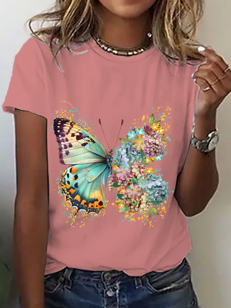 Floral Butterfly Cotton T-Shirt, T-shirts, Lilicloth.com - Image 2