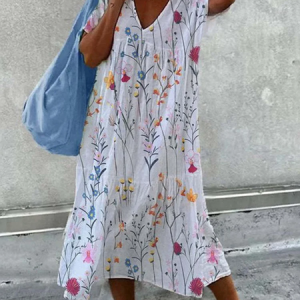 Women Floral Sleeveless Summer Dress V Neck Daily Casual Maxi A-Line Dress, JustFashionNow Dresses, color:As Picture|size:4XL,