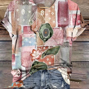 Casual Cotton Floral T-Shirt, T-shirts, Lilicloth.com