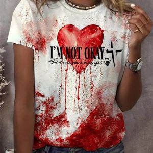 Women's Short Sleeve Tee T-shirt Summer Geometric Crew Neck Casual Top, JustFashionNow T-Shirts, color:White|size:4XL,