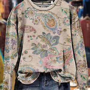 Women's Crew Neck Floral Printing Casual Spring/Fall Long Sleeve Sweatshirt, JustFashionNow Sweatshirts & Hoodies, color:As Picture|size:3XL,