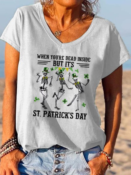 Women's Letter Short Sleeve Tee T-shirt V Neck Casual Summer Top, JustFashionNow T-Shirts, color:White|size:3XL,