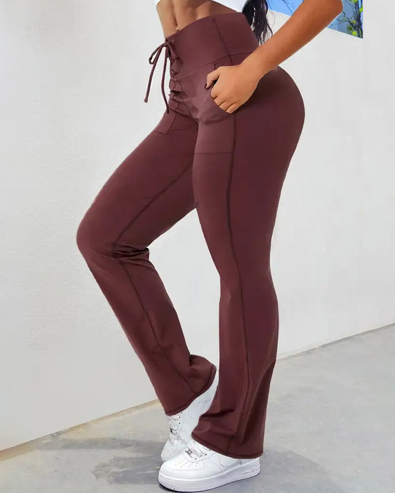 Lace-up Quick Dry Active Flared Pants, women Active Pants, ChicMe catalog