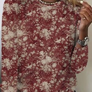 Cotton Casual Crew Neck T-Shirt, Long sleeves, Lilicloth.com