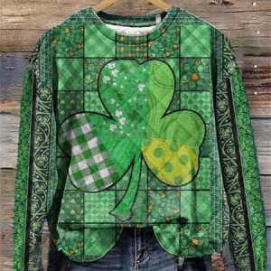 Women's St. Patrick's Day Floral Shamrock Crew Neck Printing Casual Spring/Fall Long Sleeve Sweatshirt, JustFashionNow Sweatshirts & Hoodies, color:Green|size:XXL