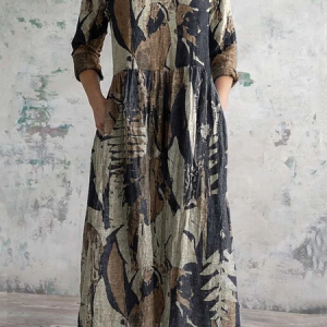 Women's elegant floral V-neck cotton dress, Dresses, Lilicloth.com