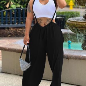 Plain Wide Leg Suspender Jumpsuit, women Jumpsuits, ChicMe catalog