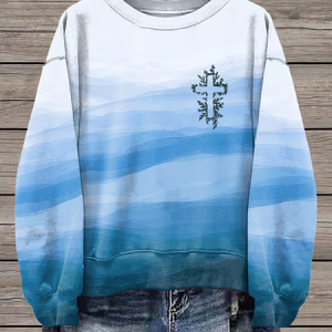 Women's Crew Neck Floral Printing Casual Spring/Fall Long Sleeve Sweatshirt, JustFashionNow Sweatshirts & Hoodies, color:Blue|size:M,