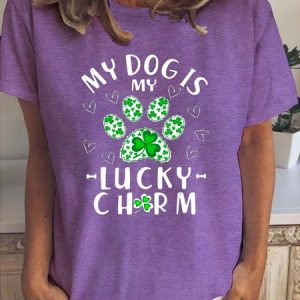 Women's Animal Shamrock Short Sleeve Tee T-shirt Crew Neck Casual Summer Top, JustFashionNow T-Shirts, color:Purple|size:3XL,