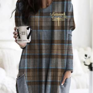 Women's Long Sleeve Tee T-shirt Spring/Fall Geometric Cotton Crew Neck Daily Going Out Vintage Top, JustFashionNow T-Shirts, color:Brown|size:5XL,