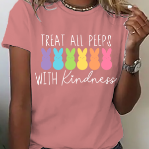 Treat All Peeps With Kindness Cotton T-Shirt, T-shirts, Lilicloth.com