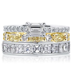 Stackable ring sets - Emerald & Asscher & Pear Yellow Topaz Stackable Band Set, Italo jewelry - Online Catalog