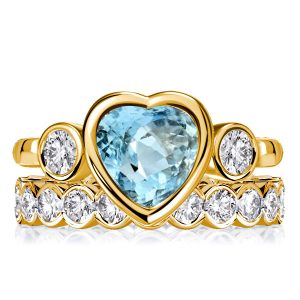 bridal sets - Italo Heart Cut Aquamarine Wedding Rings For Women Bridal Set, Italo jewelry - Online Catalog