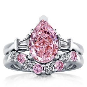 bridal sets - Italo Pear Shaped Pink Stone Wedding Ring Set Bridal Set, Italo jewelry - Online Catalog
