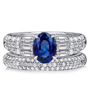 Bridal sets - Italo Blue Sapphire Oval Cut Bridal Rings Wedding Rings, Italo jewelry - Online Catalog