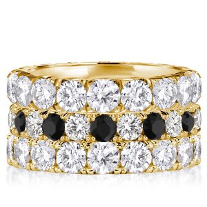 stackable ring sets - Italo Golden Black & White Eternity Stackable Band Set, Italo jewelry - Online Catalog