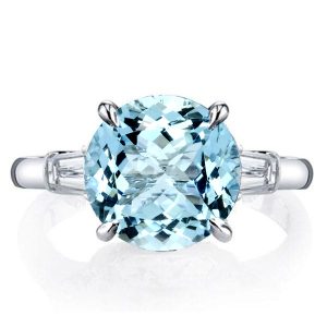 three stone engagement rings - Three Stone Created Aquamarine Engagement Ring, Italo jewelry - Online Catalog