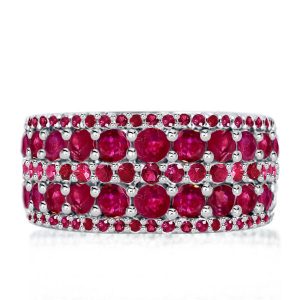 multi row band - Multi Row Round Cut Ruby Wedding Band In Sterling Silver, Italo jewelry - Online Catalog