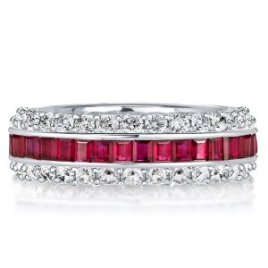 eternity band - Triple Row Eternity Ruby Wedding Band In Sterling Silver, Italo jewelry - Online Catalog