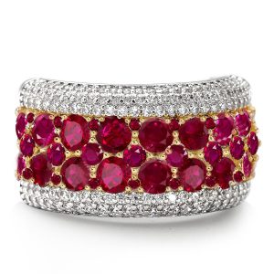 multi row band - Two Tone Multi Row Ruby Wedding Band Promise Ring For Women, Italo jewelry - Online Catalog