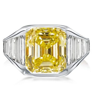 emerald cut engagement rings - Emerald & Baguette Cut Yellow Topaz Engagement Ring, Italo jewelry - Online Catalog