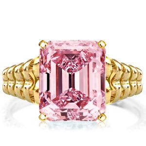 emerald cut engagement rings - Golden Solitaire Emerald Cut Pink Topaz Engagement Ring, Italo jewelry - Online Catalog