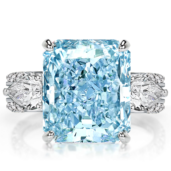 unique engagement rings - Three Stone Radiant Cut Aquamarine Engagement Ring, Italo jewelry - Online Catalog