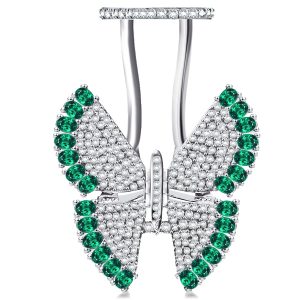 dancing butterfly - Pave Setting Created Emerald Movable Butterfly Ring, Italo jewelry - Online Catalog