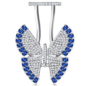 dancing butterfly - Pave Setting Created Sapphire Movable Butterfly Ring, Italo jewelry - Online Catalog