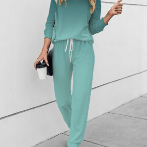 Women's Printing Ombre Daily Going Out Two Piece Set Long Sleeve Casual Spring/Fall Top With Pants Matching Set, JustFashionNow Suit Set, color:Green|size:4XL,
