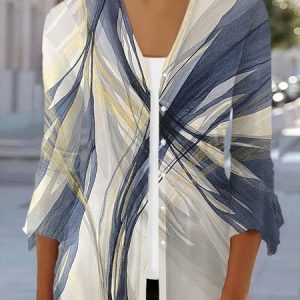 Women's Spring/Fall Outerwear Casual Geometric Jersey Shawl Jacket, JustFashionNow Coats, color:Gray|size:XXL,