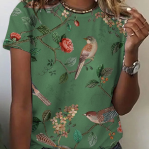 Flowers and birds Print T-Shirt, T-shirts, Lilicloth.com