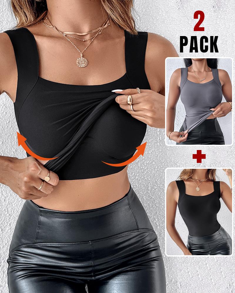 ChicMe ContourX 2 Piece U Neck Shapewear Built-in Bra Tank High Strechy Sleeveless Slim Fit Tops Camisole, women Tanks & Crop Tops, ChicMe catalog - Image 7