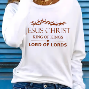 Women's Long Sleeve Tee T-shirt Spring/Fall Text Letters Printing Crew Neck Casual Graphic Tee Top, JustFashionNow T-Shirts, color:White|size:XXL