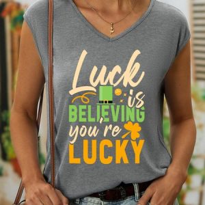 Women's Sleeveless Tank Top Camisole Summer Shamrock V Neck Daily Casual Top, JustFashionNow Tanks & Camis, color:Gray|size:3XL,