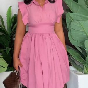 Flutter Sleeve Pleated Casual Dress, women Casual Dresses, ChicMe catalog