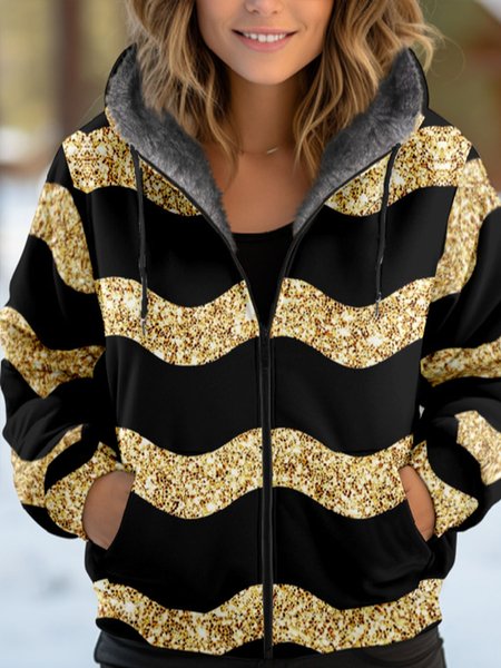 Women's Autumn Outerwear Casual Geometric Long Sleeve Hoodie Jacket, JustFashionNow Jackets, color:Black|size:4XL,