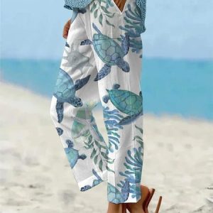 Women Animal Print Vacation Casual Pants, Pants, Lilicloth.com