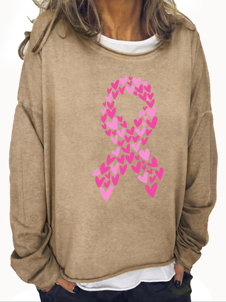 Breast Cancer Casual Crew Neck Sweatshirt, Hoodies&Sweatshirts, Lilicloth.com
